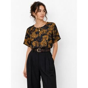 Vintage Baroque Floral Blouse Dark Academia Art Nouveau Librarian Grandmillenial